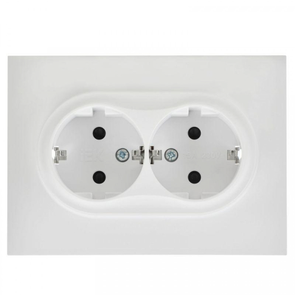 Розетка 2-м SKANDY 16А с заземл. защ. шторки в сборе SK-R07W арктич. бел. IEK SK-R24-16-K01-F ТехноИмпульс