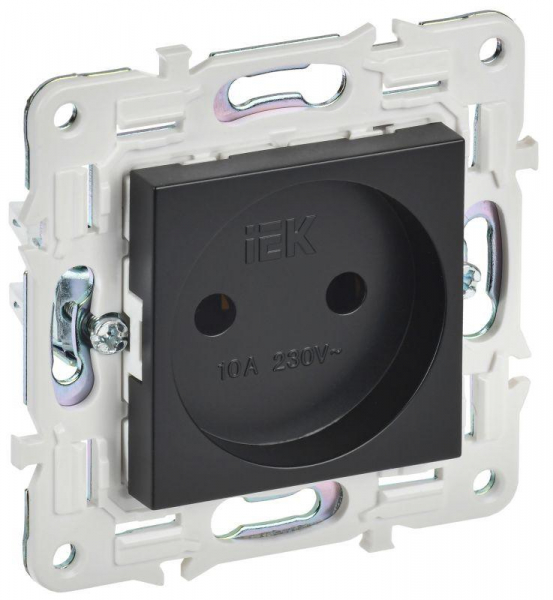 Розетка SKANDY 10А без заземл. без защ. шторок SK-R02Bl черн. IEK SK-R10-10-K02 ТехноИмпульс