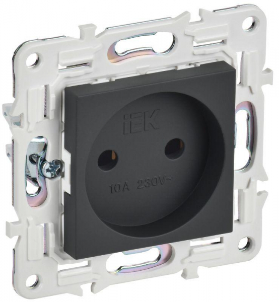 Розетка SKANDY 10А без заземл. без защ. шторок SK-R02G графит IEK SK-R10-10-K53 ТехноИмпульс