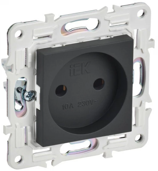 Розетка SKANDY 10А без заземл. без защ. шторок SK-R02G графит IEK SK-R10-10-K53 ТехноИмпульс