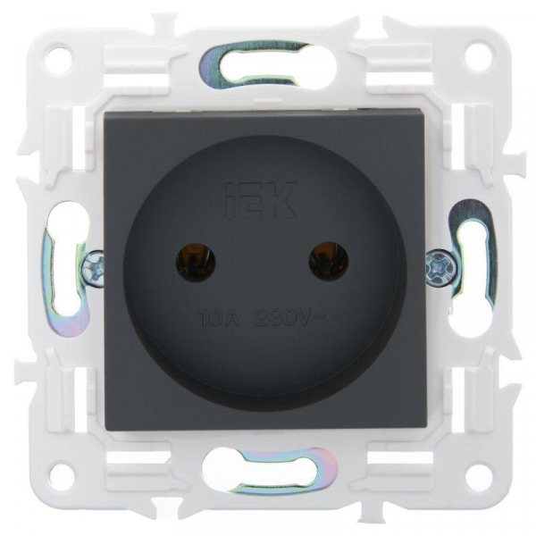 Розетка SKANDY 10А без заземл. без защ. шторок SK-R02G графит IEK SK-R10-10-K53 ТехноИмпульс