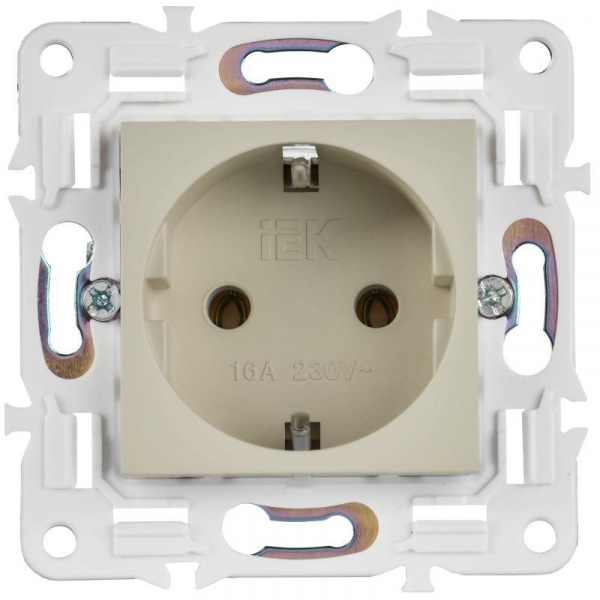 Розетка SKANDY 16А с заземл. без защ. шторок SK-R05B беж. IEK SK-R11-16-K10 ТехноИмпульс