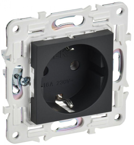 Розетка SKANDY 16А с заземл. без защ. шторок SK-R05G графит IEK SK-R11-16-K53 ТехноИмпульс