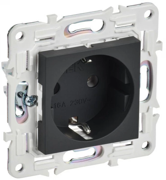 Розетка SKANDY 16А с заземл. без защ. шторок SK-R05G графит IEK SK-R11-16-K53 ТехноИмпульс