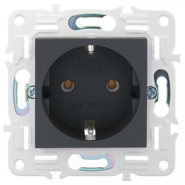 Розетка SKANDY 16А с заземл. без защ. шторок SK-R05G графит IEK SK-R11-16-K53 ТехноИмпульс