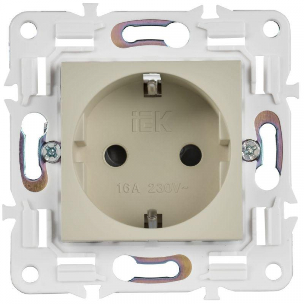 Розетка SKANDY 16А с заземл. защ. шторки SK-R04B беж. IEK SK-R14-16-K10 ТехноИмпульс