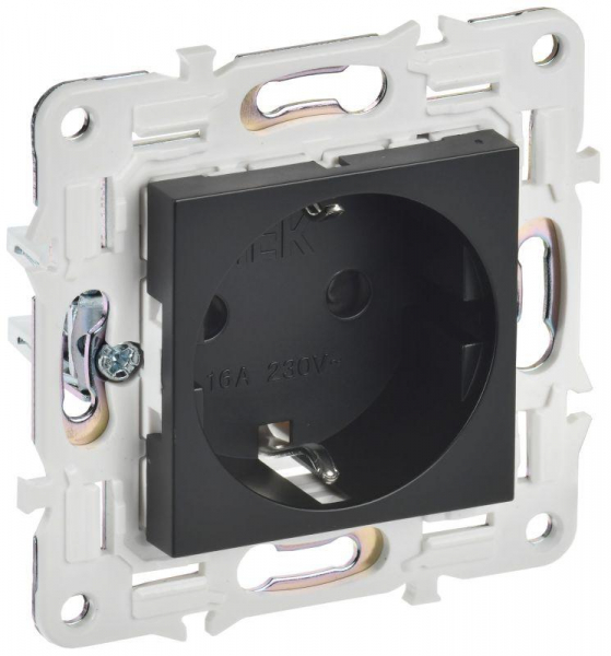 Розетка SKANDY 16А с заземл. защ. шторки SK-R04Bl черн. IEK SK-R14-16-K02 ТехноИмпульс