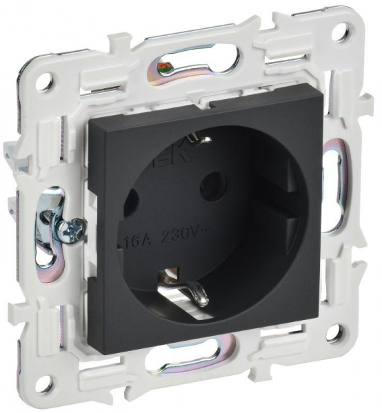 Розетка SKANDY 16А с заземл. защ. шторки SK-R04G графит IEK SK-R14-16-K53 ТехноИмпульс