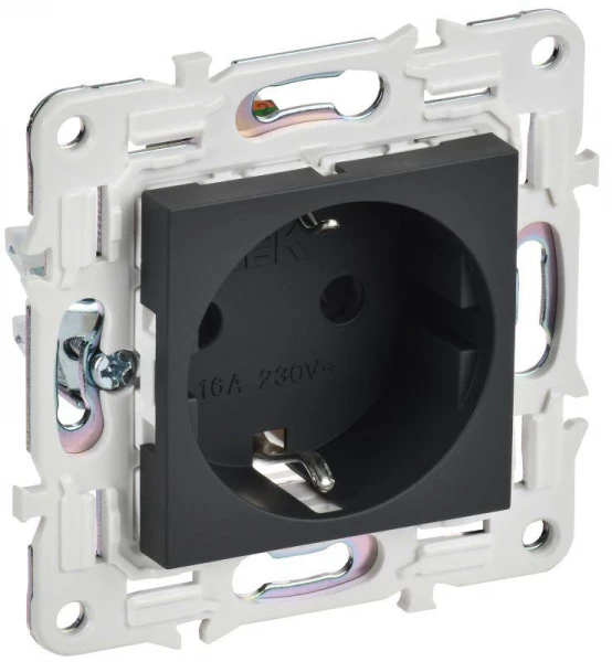 Розетка SKANDY 16А с заземл. защ. шторки SK-R04G графит IEK SK-R14-16-K53 ТехноИмпульс