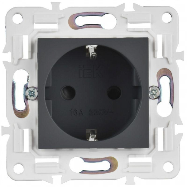 Розетка SKANDY 16А с заземл. защ. шторки SK-R04G графит IEK SK-R14-16-K53 ТехноИмпульс