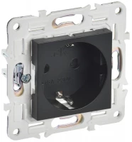 Розетка SKANDY 16А с заземл. защ. шторки безвинт. крепл. SK-R06Bl черн. IEK SK-R14-16-1-K02 ТехноИмпульс