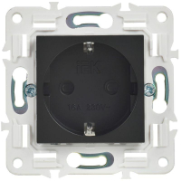 Розетка SKANDY 16А с заземл. защ. шторки безвинт. крепл. SK-R06Bl черн. IEK SK-R14-16-1-K02 ТехноИмпульс