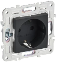 Розетка SKANDY 16А с заземл. защ. шторки безвинт. крепл. SK-R06G графит IEK SK-R14-16-1-K53 ТехноИмпульс