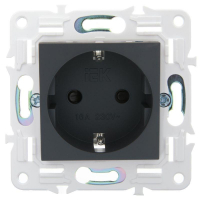 Розетка SKANDY 16А с заземл. защ. шторки безвинт. крепл. SK-R06G графит IEK SK-R14-16-1-K53 ТехноИмпульс