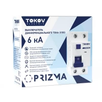Выключатель дифференциального тока (УЗО) 2п (1P+N) 25А 10мА тип AC 6кА PRIZMA TOKOV ELECTRIC TKE-PZ60-RCDM-2-25-10-AC ТехноИмпульс