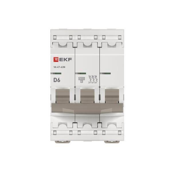 Выключатель автоматический 3п D 6А 4.5кА ВА 47-63N PROxima EKF M634306D ТехноИмпульс