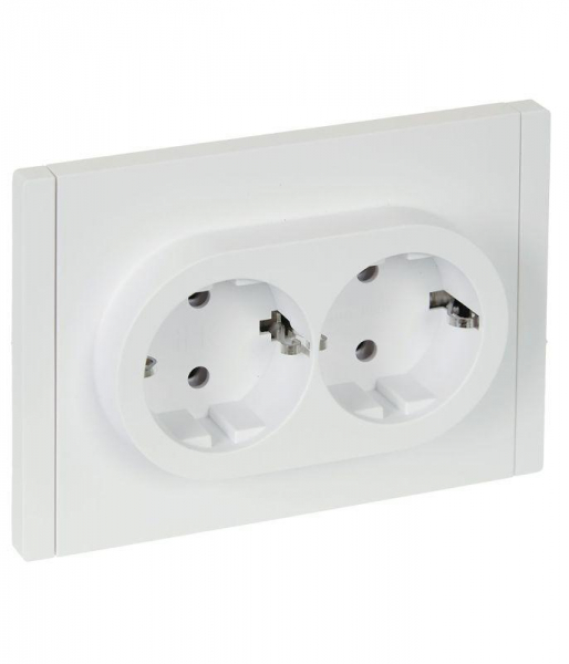 Розетка 2-м СП FORTE&PIANO FP224 16А с заземл. без защ. шторок безвинт. крепл. бел. IEK FP-R21-16-1-K01 ТехноИмпульс