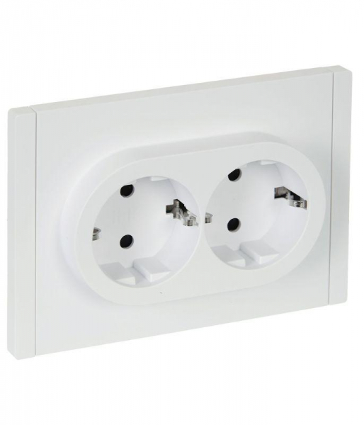 Розетка 2-м СП FORTE&PIANO FP223 16А с заземл. защ. шторки безвинт. крепл. бел. IEK FP-R24-16-1-K01 ТехноИмпульс