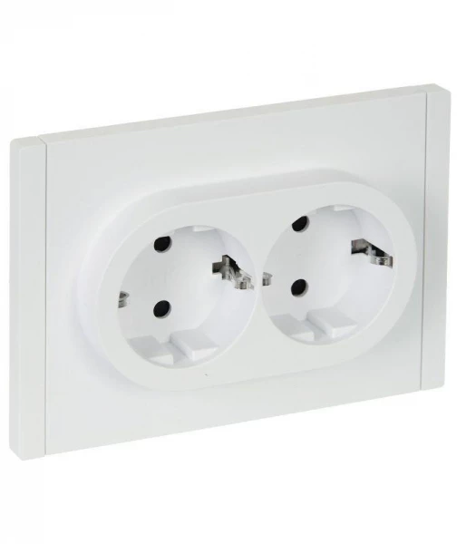 Розетка 2-м СП FORTE&PIANO FP223 16А с заземл. защ. шторки безвинт. крепл. бел. IEK FP-R24-16-1-K01 ТехноИмпульс