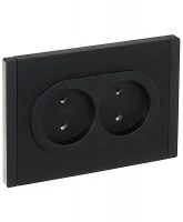 Розетка 2-м СП FORTE&PIANO FP126 10А без заземл. без защ. шторок безвинт. крепл. черн. IEK FP-R20-10-1-K02 ТехноИмпульс
