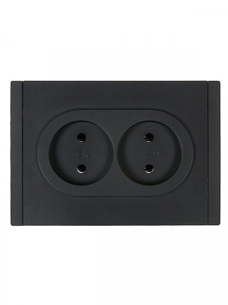 Розетка 2-м СП FORTE&PIANO FP126 10А без заземл. без защ. шторок безвинт. крепл. черн. IEK FP-R20-10-1-K02 ТехноИмпульс