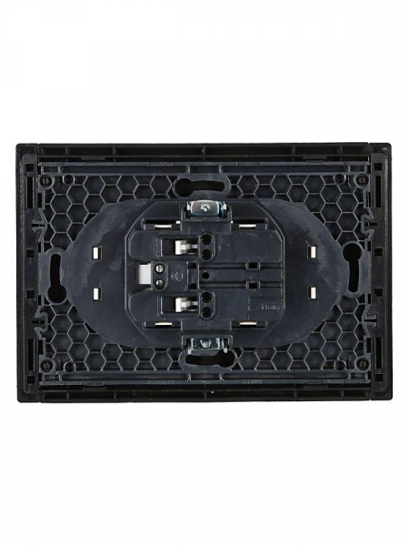 Розетка 2-м СП FORTE&PIANO FP126 10А без заземл. без защ. шторок безвинт. крепл. черн. IEK FP-R20-10-1-K02 ТехноИмпульс