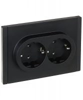 Розетка 2-м СП FORTE&PIANO FP124 16А с заземл. без защ. шторок безвинт. крепл. черн. IEK FP-R21-16-1-K02 ТехноИмпульс