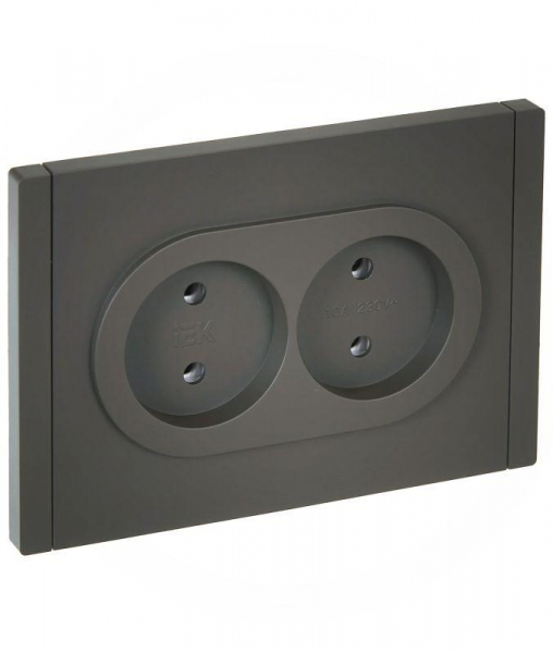 Розетка 2-м СП FORTE&PIANO FP326 10А без заземл. без защ. шторок безвинт. крепл. сер. IEK FP-R20-10-1-K03 ТехноИмпульс