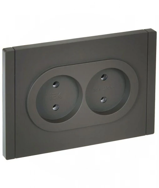 Розетка 2-м СП FORTE&PIANO FP326 10А без заземл. без защ. шторок безвинт. крепл. сер. IEK FP-R20-10-1-K03 ТехноИмпульс