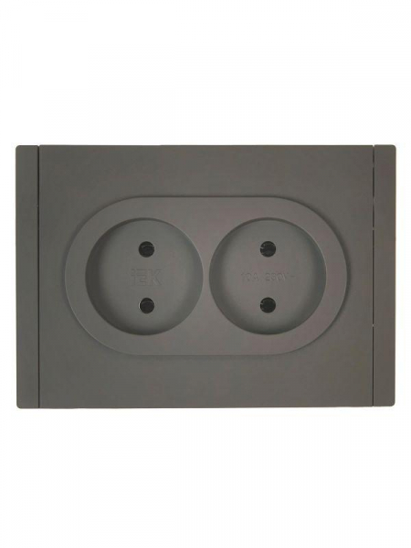 Розетка 2-м СП FORTE&PIANO FP326 10А без заземл. без защ. шторок безвинт. крепл. сер. IEK FP-R20-10-1-K03 ТехноИмпульс