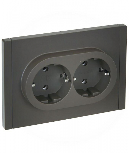 Розетка 2-м СП FORTE&PIANO FP324 16А с заземл. без защ. шторок безвинт. крепл. сер. IEK FP-R21-16-1-K03 ТехноИмпульс