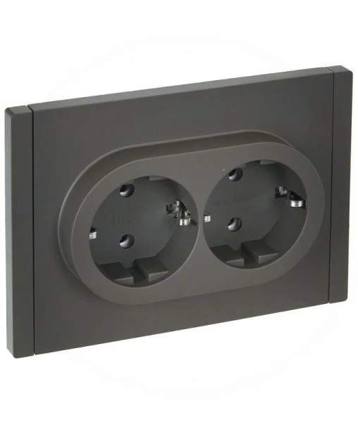 Розетка 2-м СП FORTE&PIANO FP324 16А с заземл. без защ. шторок безвинт. крепл. сер. IEK FP-R21-16-1-K03 ТехноИмпульс