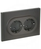 Розетка 2-м СП FORTE&PIANO FP324 16А с заземл. без защ. шторок безвинт. крепл. сер. IEK FP-R21-16-1-K03 ТехноИмпульс
