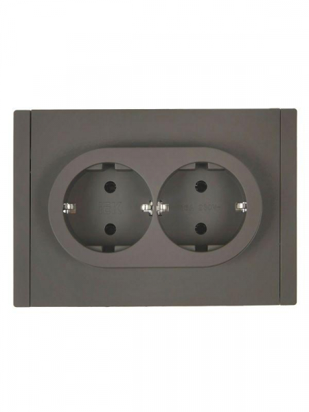 Розетка 2-м СП FORTE&PIANO FP324 16А с заземл. без защ. шторок безвинт. крепл. сер. IEK FP-R21-16-1-K03 ТехноИмпульс