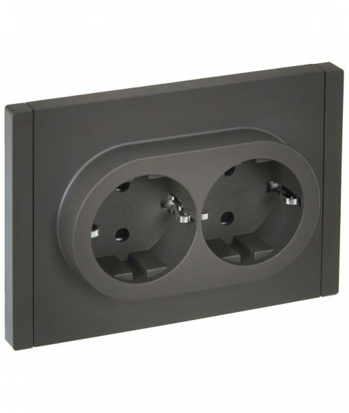 Розетка 2-м СП FORTE&PIANO FP323 16А с заземл. защ. шторки безвинт. крепл. сер. IEK FP-R24-16-1-K03 ТехноИмпульс