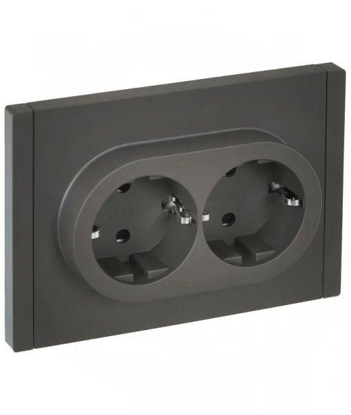 Розетка 2-м СП FORTE&PIANO FP323 16А с заземл. защ. шторки безвинт. крепл. сер. IEK FP-R24-16-1-K03 ТехноИмпульс