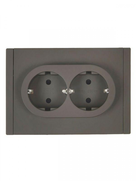 Розетка 2-м СП FORTE&PIANO FP323 16А с заземл. защ. шторки безвинт. крепл. сер. IEK FP-R24-16-1-K03 ТехноИмпульс