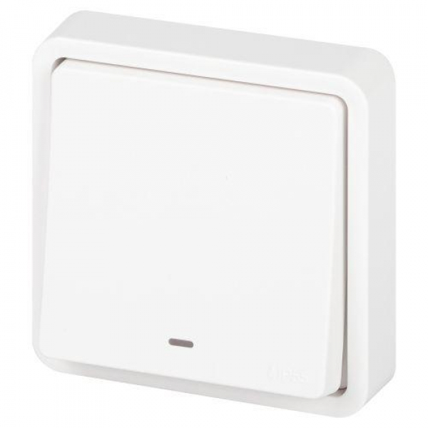 Выключатель Эксперт 11-1522-01 с подсветкой IP55 10АХ-250В СУ бел. Эра Б0063279 ТехноИмпульс