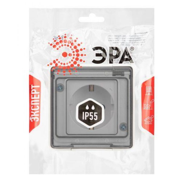 Розетка Эксперт 11-2502-01 2P+E IP55 шторки 16А-250В ОУ бел. Эра Б0063280 ТехноИмпульс