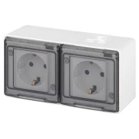 Розетка Эксперт 11-2503-01 2х2P+E гориз. IP55 16А-250В ОУ бел. Эра Б0063264 ТехноИмпульс