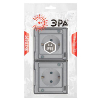 Розетка Эксперт 11-2503-01 2х2P+E гориз. IP55 16А-250В ОУ бел. Эра Б0063264 ТехноИмпульс
