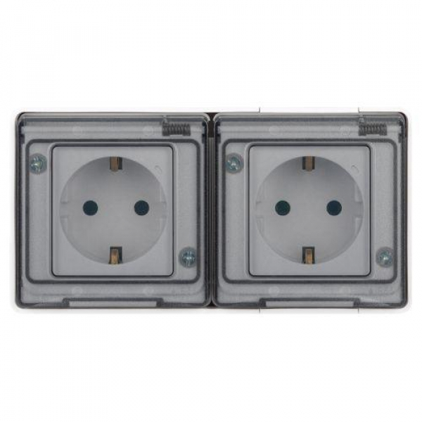 Розетка Эксперт 11-2503-01 2х2P+E гориз. IP55 16А-250В ОУ бел. Эра Б0063264 ТехноИмпульс