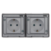 Розетка Эксперт 11-2503-01 2х2P+E гориз. IP55 16А-250В ОУ бел. Эра Б0063264 ТехноИмпульс