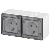 Розетка Эксперт 11-2504-01 2х2P+E гориз. IP55 шторки 16А-250В ОУ бел. Эра Б0063262 ТехноИмпульс