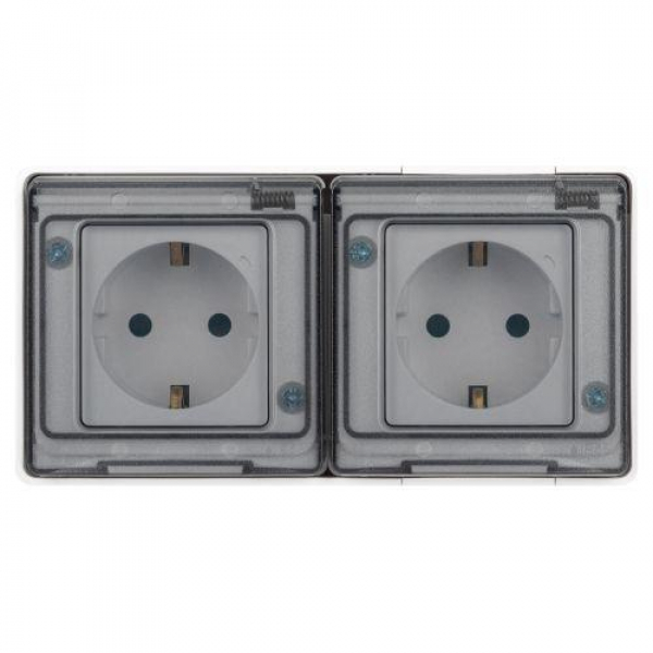 Розетка Эксперт 11-2504-01 2х2P+E гориз. IP55 шторки 16А-250В ОУ бел. Эра Б0063262 ТехноИмпульс