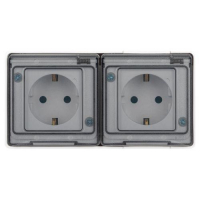 Розетка Эксперт 11-2504-01 2х2P+E гориз. IP55 шторки 16А-250В ОУ бел. Эра Б0063262 ТехноИмпульс