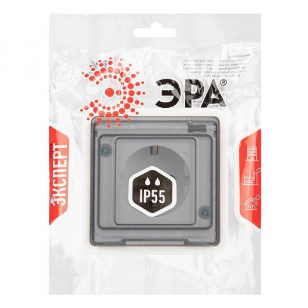 Розетка Эксперт 11-2522-01 2P+E IP55 шторки 16А-250В СУ бел. Эра Б0063281 ТехноИмпульс