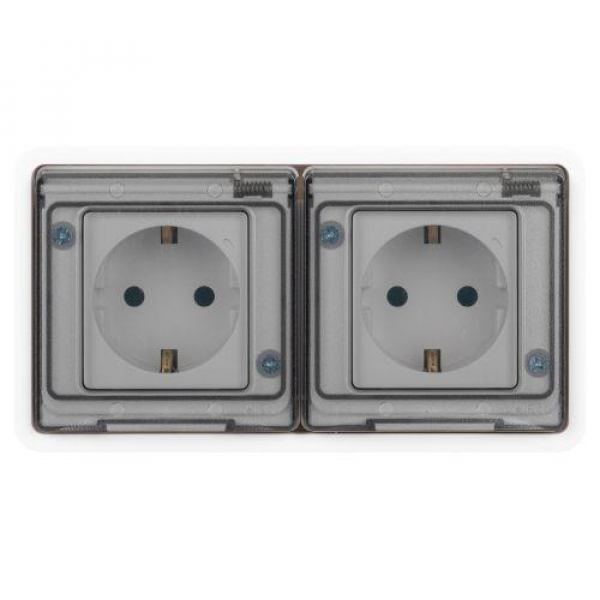 Розетка Эксперт 11-2523-01 2х2P+E гориз. IP55 16А-250В СУ бел. Эра Б0063276 ТехноИмпульс
