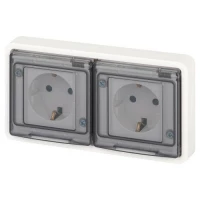 Розетка Эксперт 11-2524-01 2х2P+E гориз. IP55 шторки 16А-250В СУ бел. Эра Б0063254 ТехноИмпульс