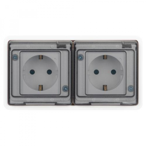 Розетка Эксперт 11-2524-01 2х2P+E гориз. IP55 шторки 16А-250В СУ бел. Эра Б0063254 ТехноИмпульс
